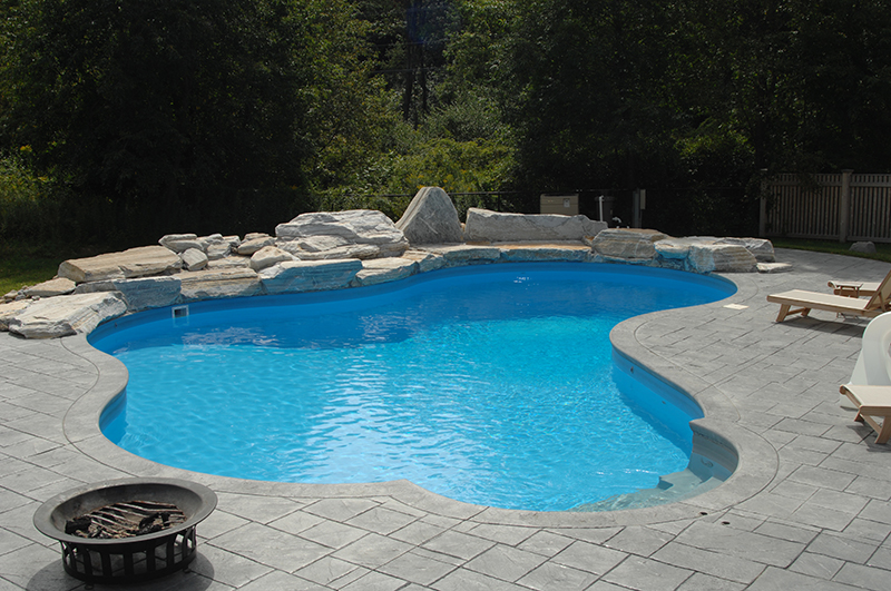 Swimming pool and stamped concrete project example 104